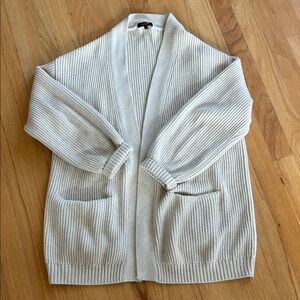 Quince Cream Ribbed Open-Front Cardigan